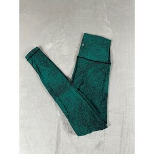 Lululemon High-Waisted Leggings Green Black Marble Swirl Pattern Women's Size 4